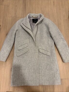 J. Crew Light Gray Wool-Blend Stand Collar Pea Coat
